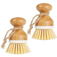 Lot de 2 brosses de nettoyage de cuisine écologiques en bambou
