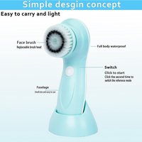 Brosse nettoyante visage rechargeable 6 en 1 - Étanche IPX7, 2 vitesses, portable, pour tous types de peau