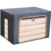 Bacs de rangement pliables haut de gamme avec cadre en acier, double fermeture éclair et fenêtres transparentes
