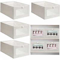 Lot de 8 organiseurs de placard élégants en lin beige avec fenêtres transparentes
