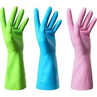 3 paires de gants de cuisine en caoutchouc sans latex - Réutilisables, durables, antidérapants, taille L