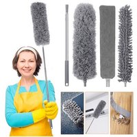 Plumeau télescopique pliable et lavable, capuchon en silicone souple et têtes en microfibre pour un nettoyage facile des zones difficiles d'accès.