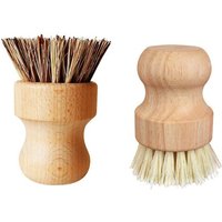 Ensemble de brosses à vaisselle écologiques en bambou Lot de 2 brosses de nettoyage naturelles pour la cuisine et la maison