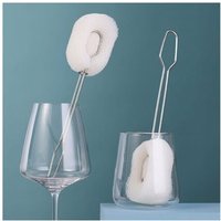 Brosse éponge anti-rayures avec manche pour verres et ustensiles de cuisine - Outil de nettoyage durable et léger