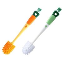 Lot de 2 brosses nettoyantes pour bouteilles à long manche flexible ¿ Brosse 4 en 1 en silicone pour tasses et bouteilles avec éponge intégrée