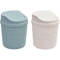 Poubelles élégantes bleues et blanches - Lot de 2 poubelles créatives avec couvercles pour la gestion des déchets à la maison et au bureau
