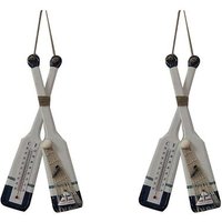 Lot de 2 thermomètres décoratifs en bois à palette ¿ Décoration murale de style méditerranéen pour la maison, le bureau et les cadeaux