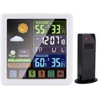 Station météo sans fil avec température numérique, moniteur d'humidité, réveil et écran LCD couleur