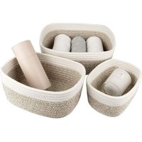 Lot de 3 paniers de rangement en corde de coton ¿ 30 cm ¿ Organisateurs polyvalents pour la maison, design élégant et empilable