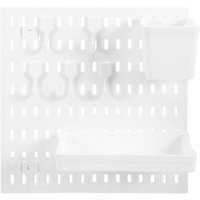 Kit de rangement mural robuste avec crochets et étagère - Organisez votre maison avec style - Design en plastique blanc