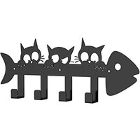 Porte-clés chat en métal noir élégant ¿ Crochet mural décoratif pour clés, foulards et plus encore ¿ Design compact