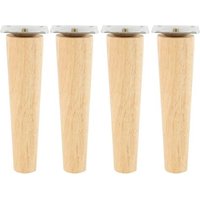 Ensemble de pieds de meubles en bois pour chaises, tables et canapés ¿ 4 pieds en bois durables avec fer, hauteurs et styles réglables