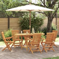 Ensemble de Salle À Manger de Jardin de 7 Pièces en Bois Massif de Teck