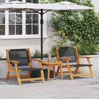 Vidaxl Set De Chaises D'extérieur Avec Table - 3 Pièces En Bois D'acacia Noir