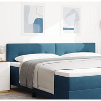 Cabeçal LED vidaXL tufté à boutons bleu foncé 100 cm en velours