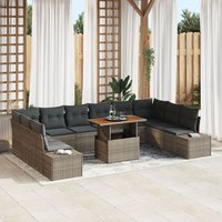 Set De Sofa De Jardin Vidaxl Ensemble De 11 Gris, Gris Foncé