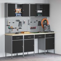 Set De Banc De Travail De 10 Pièces En Acier Noir