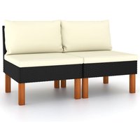 Canapés Centraux 2 Pcs Résine Tressée Et Bois D'eucalyptus