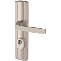 Ensemble poignée de porte blindée sur plaque standard eXPRESSION Bricard entraxe 195mm brossé gris
