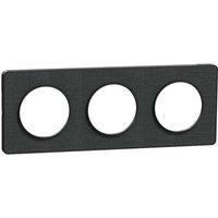 Plaque de finition 3 postes Schneider Electric Odace Kvadrat S540806KB coloris noir avec liseré anthracite l.227 x P.10 x H.85 mm