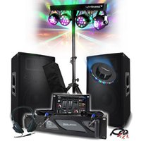 Pack Sono complet 3200W BM SONIC Ampli 2000W, Paire d'Enceintes 2x600W, Table de Mixage, Portique 4 Lumières Xperformer OVNI LED