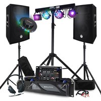 Pack Sono DJ 3200W Mix Mariage Soiree Fiesta DJ, AMPLI ENCEINTES Table de Mixage + 48 effets lumières LED EUPHORIA, Fête Soirée