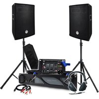 Pack Sono BM SONIC Amplificateur 1000W, Paire d'Enceintes Passives 2x400W, Table de Mixage, Pieds, Casque DJ, Câbles et Micro