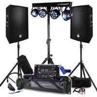 Pack Sono BM SONIC Ampli 2000W, Paire d'Enceintes Passives 2x600W, Table de Mixage, Portique 4 Lumières Xperformer, Pieds