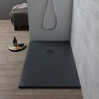 RECEVEUR DE DOUCHE 140x80 EN RÉSINE GRIS ANTHRACITE EFFET PIERRE MUSE
