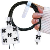 Kits De Protege Chargeur Câble Compatible Avec Iphone, Protecteur De Câbles Avec Modèle De Noeud Papillon 3D Pour Fille, Protecteurs Pour Raccords De