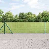 Vidaxl Clôture En Chaîne Avec 13 Poteaux Soutenus 0.4x25 M En Acier Galvanisé
