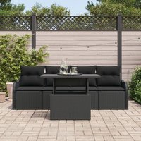 Ensemble De Canapé De Jardin 5 Pièces Vidaxl Avec Coussins En Poly Rattan Noir, Canapé De Jardin 2 Places Vidaxl Avec Rangement Et Coussins En Poly