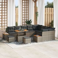 Ensemble De Canapés De Jardin De 12 Pièces Avec Coussins En Poly Rattan Gris, Ensemble De Dîners De Jardin De 3 Pièces Avec Coussins En Poly Rattan