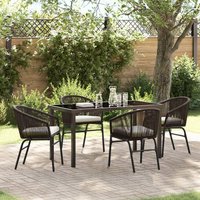 Vidaxl Ensemble De 5 Pièces Pour Le Jardin Marron Rotin Poly