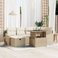 Vidaxl Set De Canapés De Jardin 7 Pièces Avec Coussins Beige Poly Rattan