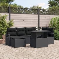 Ensemble De Canapé De Jardin Vidaxl De 7 Pièces Avec Coussins En Poly Rattan Noir, Canapé De Jardin Vidaxl 2 Places Avec Rangement Et Coussins En