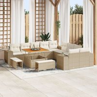 Ensemble De Canapés De Jardin 13 Pièces Avec Coussins Beige En Rotin Synthétique, Ensemble De Salle À Manger De Jardin 3 Pièces Avec Coussins Beige