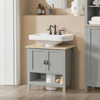 Sobuy Bzr69-Ii-Hg Meuble Sous Lavabo Meuble Sous Vasque Meuble De Salle De Bain Avec 2 Portes Et 1 Compartiment Ouvert, 60 X 30 X 60 Cm, Gris