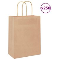 vidaXL Sacs en papier 250 pcs avec poignées marron 21x11x28 cm
