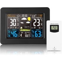 Station Météo sans Fil, Écran Couleur LCD Station Météo Numérique avec Capteur Réveil Moniteur de Température et d'Humidité Barométrique Prévisions