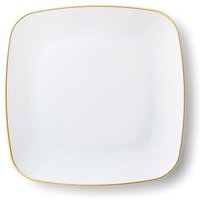 32 Assiettes Carrées Prestiges Blanches Et Or