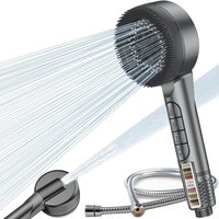Pomme de douche à eau dure et tuyau de 1,5 m, 4 modes de jet, filtre à 15 couches, économie d'eau, filtre de douche massant pour enlever le chlore