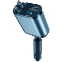 Allume Cigare Usb C, Retractable Chargeur Voiture 87W, 4 En 1 Adaptateur Pr 12V, Voyage Accessoire Voiture, Cadeau Anniversaires Pâques Thanksgiving