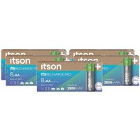 ITSON Lot de 5 Boîtes de 8 piles rechargeables AA Pro NiMH prêtes à l'emploi, 2500 mAh, idéales pour les appareils photo, les manettes de jeu, les