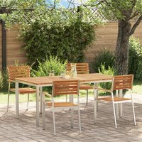 Ensemble De Salle À Manger De Jardin 5 Pièces En Bois Massif D'acacia Vidaxl, Table De Salle À Manger Extérieure 180x90x75 Cm En Bois Massif D'acacia