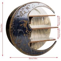 Étagère Lunaire Flottante En Bois Et Cristal, Support Mural Pour Huiles Essentielles