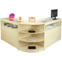 MonsterShop - Collection Libra avec 3 Comptoirs de Magasin et Réception avec Finition Laminée en Érable