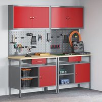 Ensemble de 8 pièces de banc de travail vidaXL en acier rouge