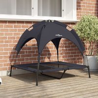 Vidaxl Lit Pour Chien Surélevé Avec Toit Amovible Noir L Acier