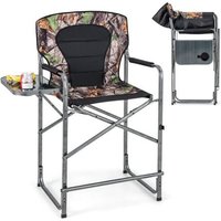 Costway Chaise De Camping Pliante Avec Table Latérale Amovible Charge 150kg Chaise De Pêche Avec Porte-Gobelet Pour Chasse Randonnée